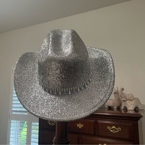 Silver Glitter Cowboy Hat
